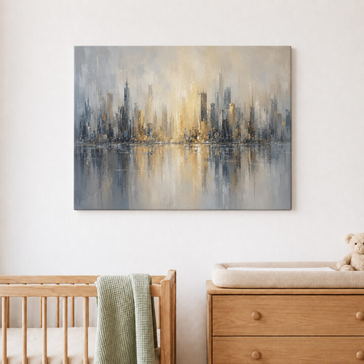 Leinwandbild Skyline mit Wasserspiegelung