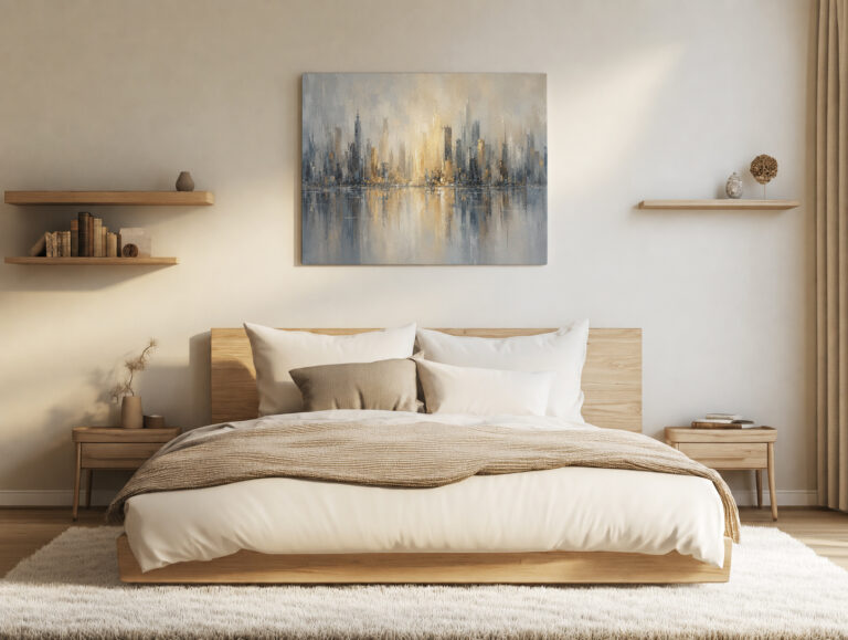 Canvas print Skyline Reflected in Water