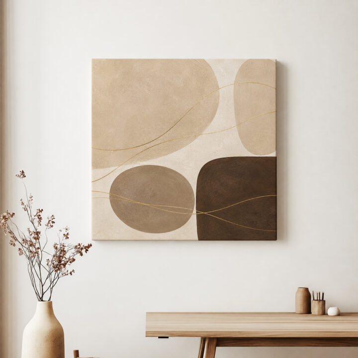Canvas print Organic Shapes and Golden Lines