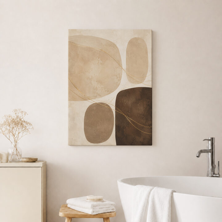 Leinwandbild Neutrale Formen mit Goldschwüngen