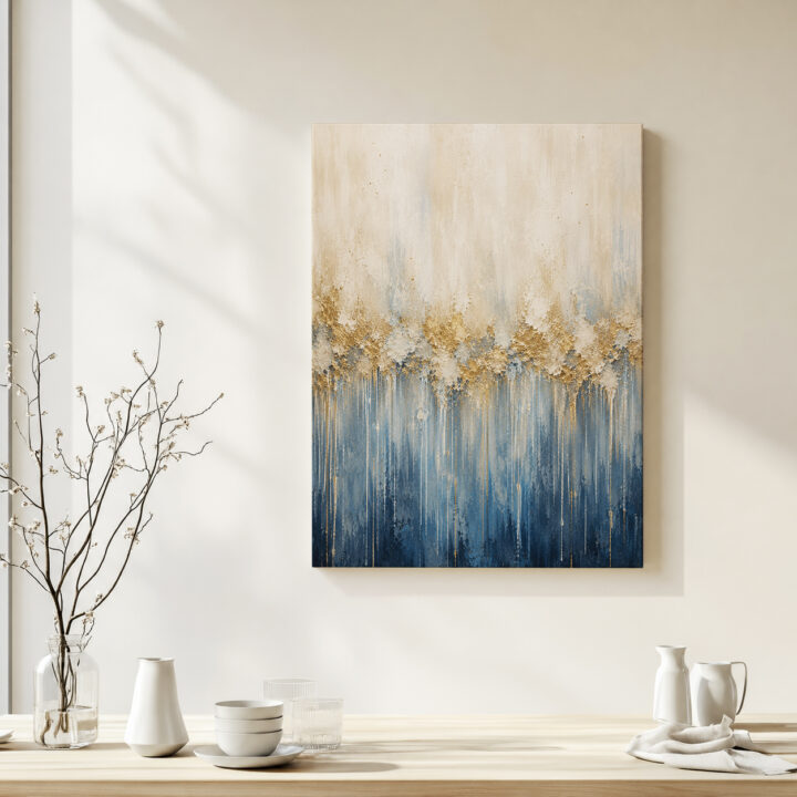 Leinwandbild Goldblaue Farbverläufe
