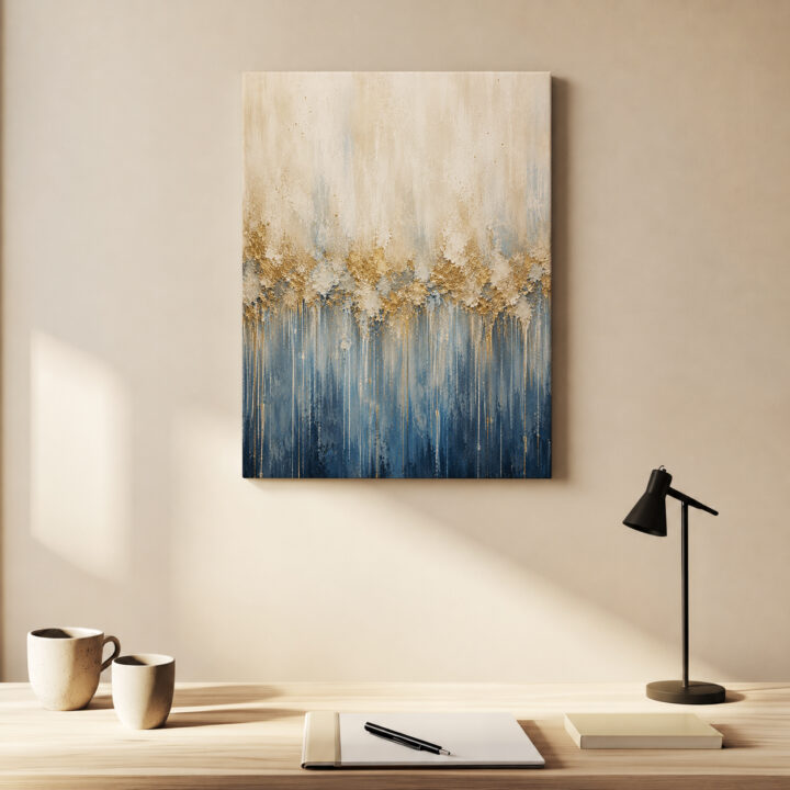 Leinwandbild Goldblaue Farbverläufe