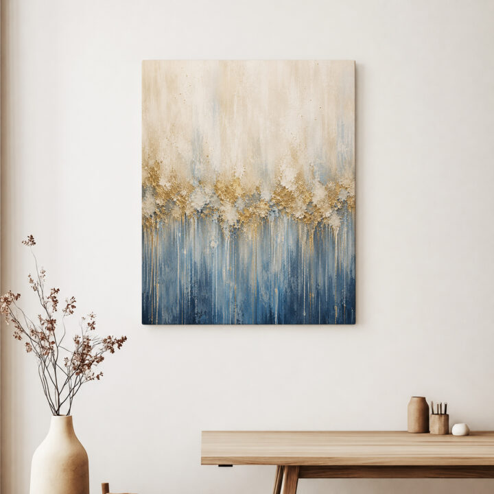 Leinwandbild Goldblaue Farbverläufe