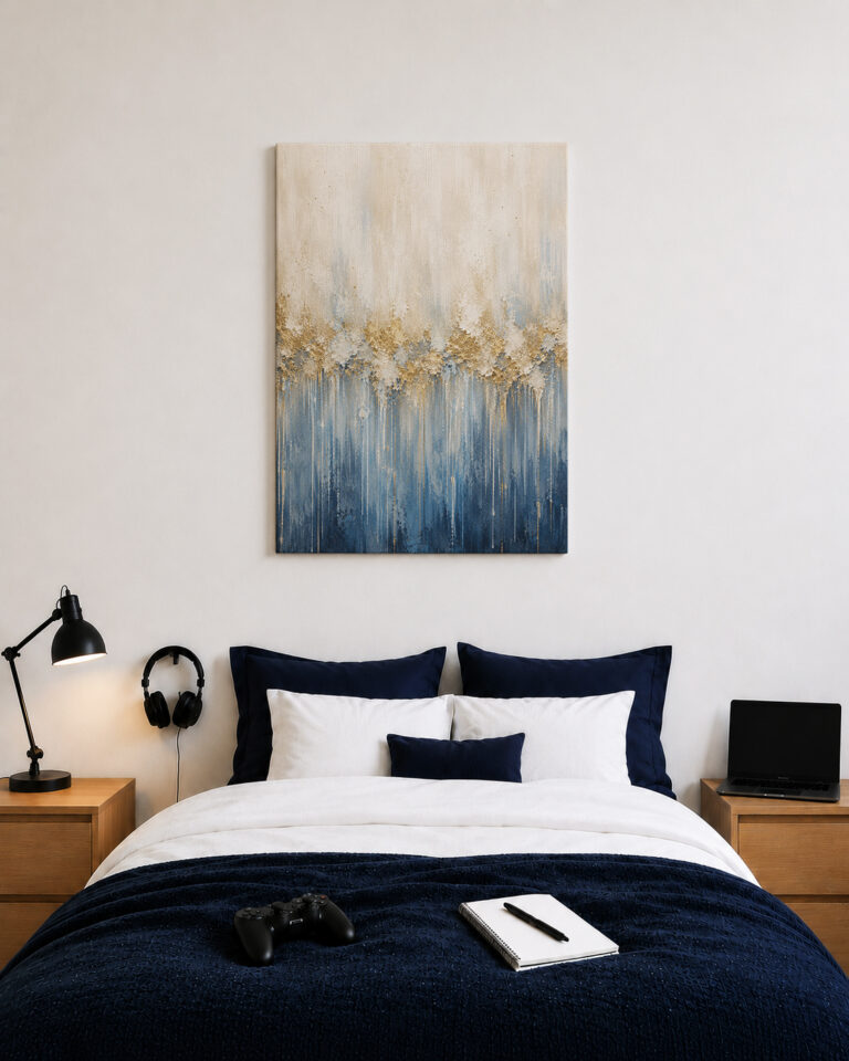 Leinwandbild Goldblaue Farbverläufe