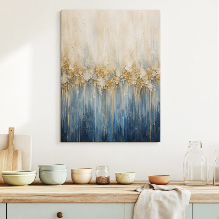 Leinwandbild Goldblaue Farbverläufe