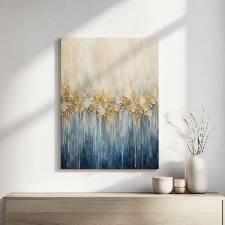 Leinwandbild Goldblaue Farbverläufe