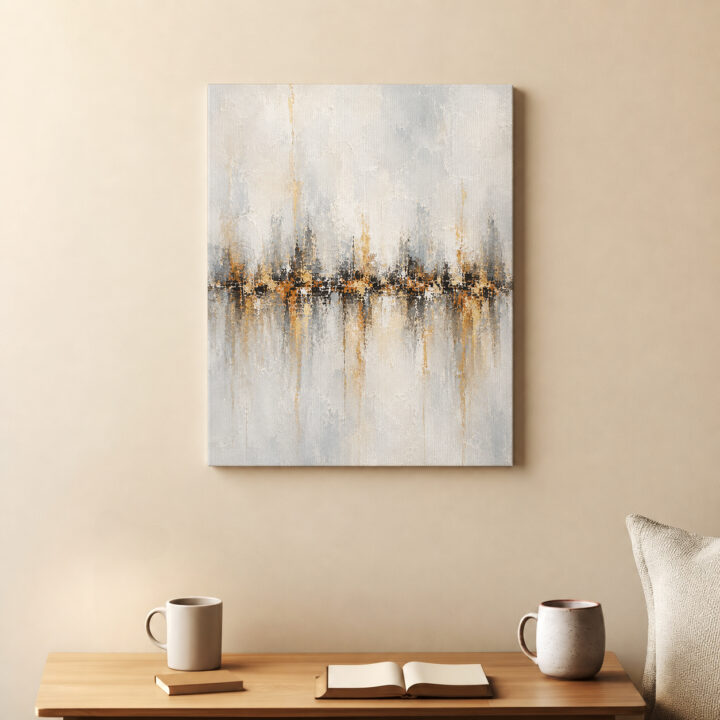 Canvas print Golden Reflections on White