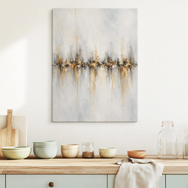 Canvas print Golden Reflections on White