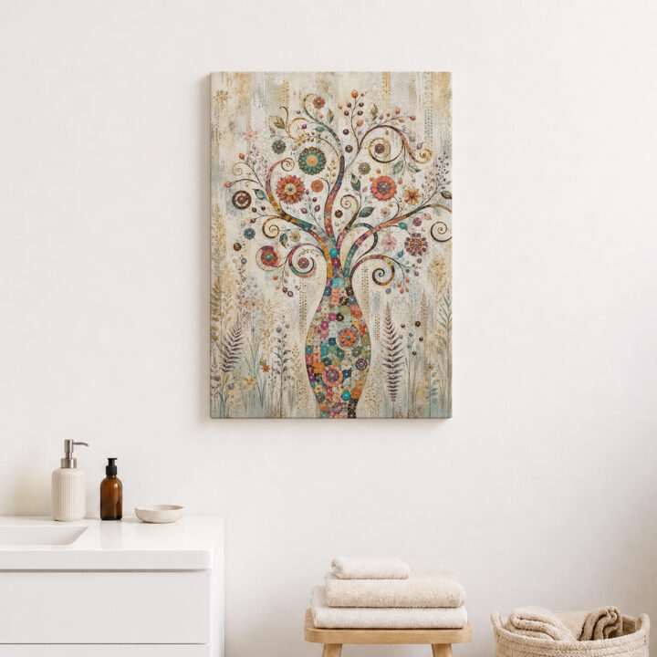 Leinwandbild Bunter Lebensbaum mit Ornamenten