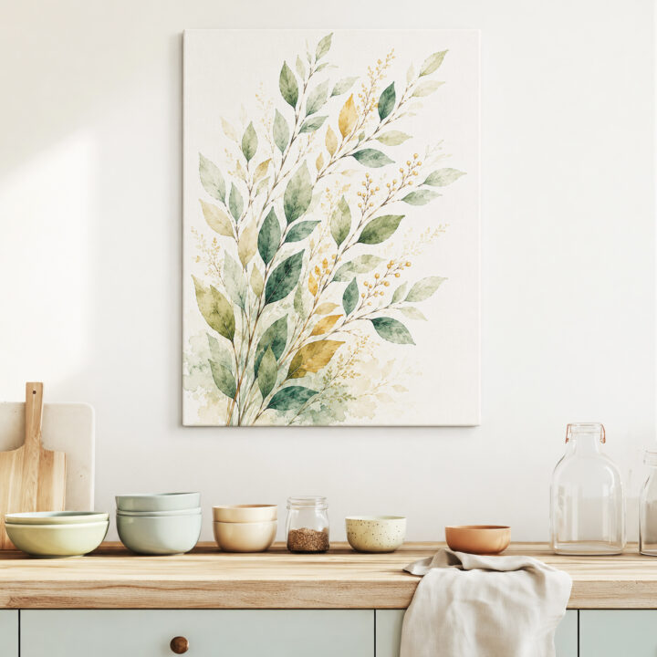 Canvas print Leafy Branches and Golden Berries