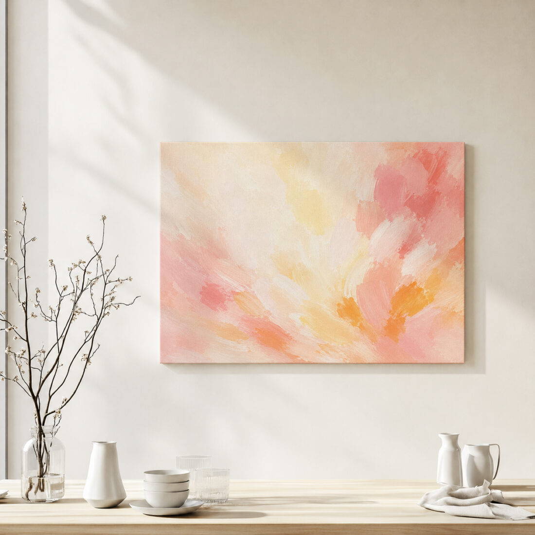 Leinwandbild Sanfte Pastellspuren auf Creme