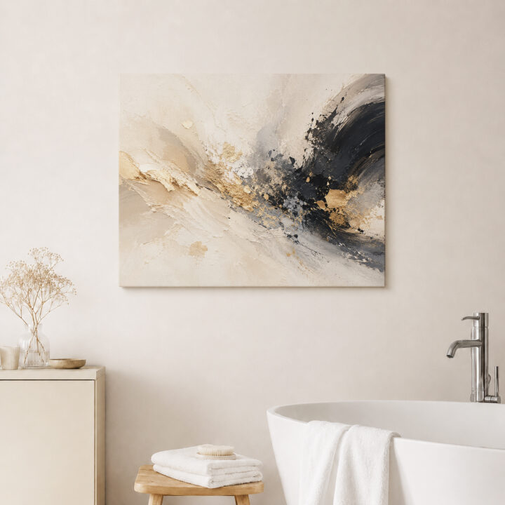 Canvas print Dark Brushstroke Swirl on Cream