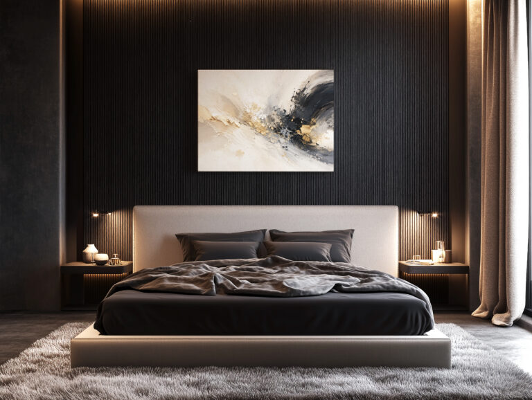 Canvas print Dark Brushstroke Swirl on Cream