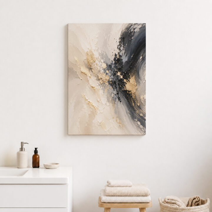 Leinwandbild Abstrakter Wirbel in Schwarzgold