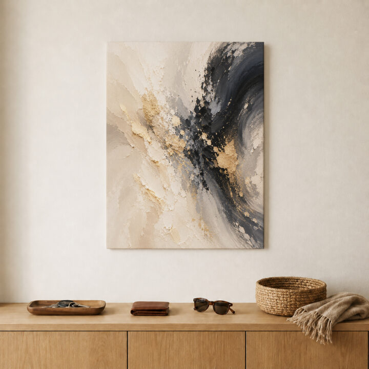 Leinwandbild Abstrakter Wirbel in Schwarzgold