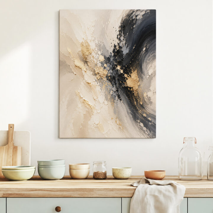 Canvas print Abstract Swirl in Black and Gold