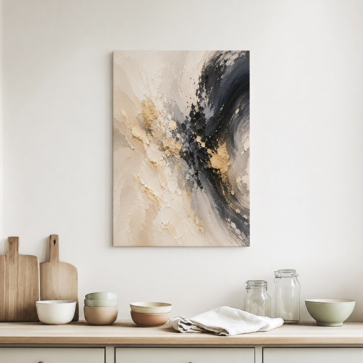 Leinwandbild Abstrakter Wirbel in Schwarzgold