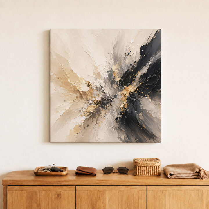 Leinwandbild Abstrakte Energie in Schwarzgold