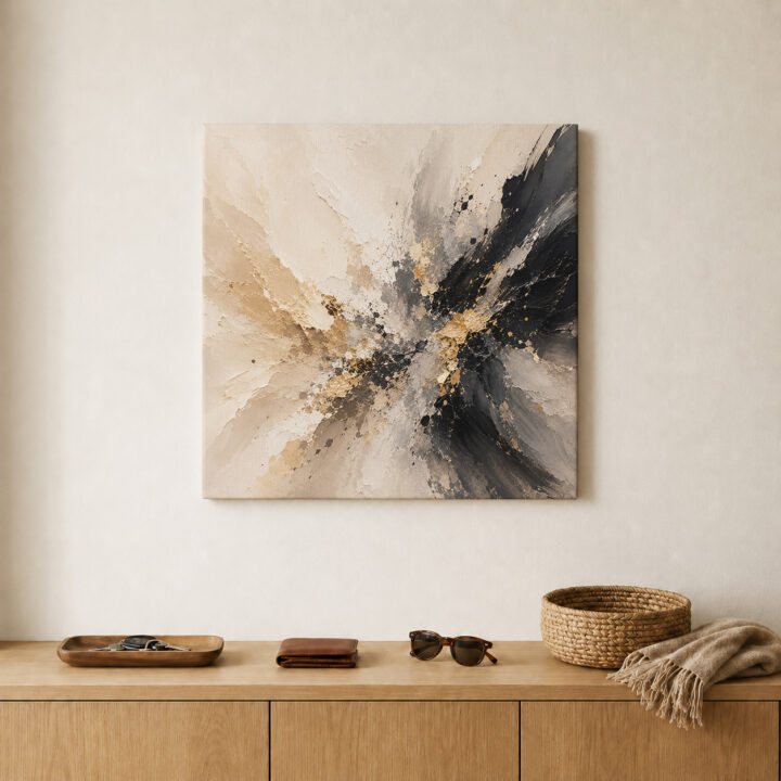 Canvas print Abstract Energy in Black and Gold