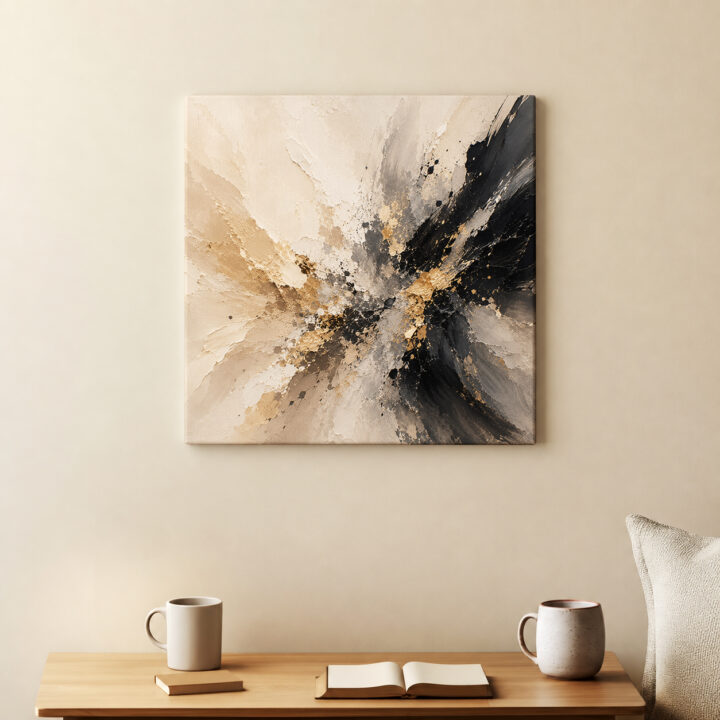 Leinwandbild Abstrakte Energie in Schwarzgold