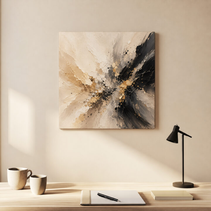 Leinwandbild Abstrakte Energie in Schwarzgold