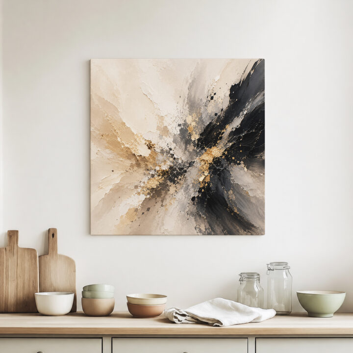 Leinwandbild Abstrakte Energie in Schwarzgold