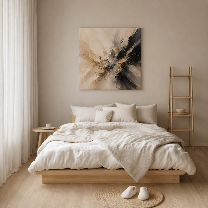 Leinwandbild Abstrakte Energie in Schwarzgold