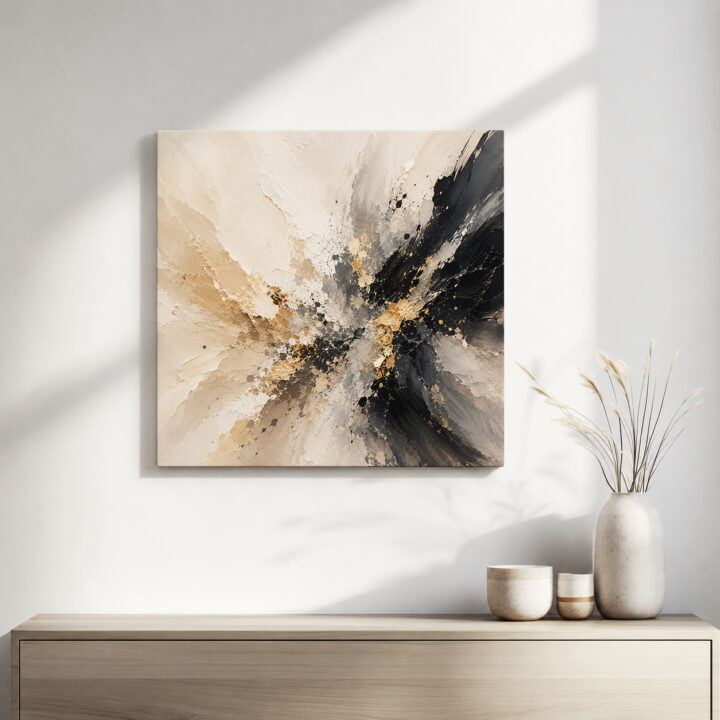 Leinwandbild Abstrakte Energie in Schwarzgold
