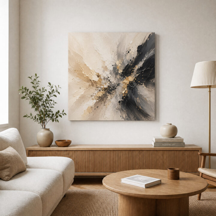 Leinwandbild Abstrakte Energie in Schwarzgold