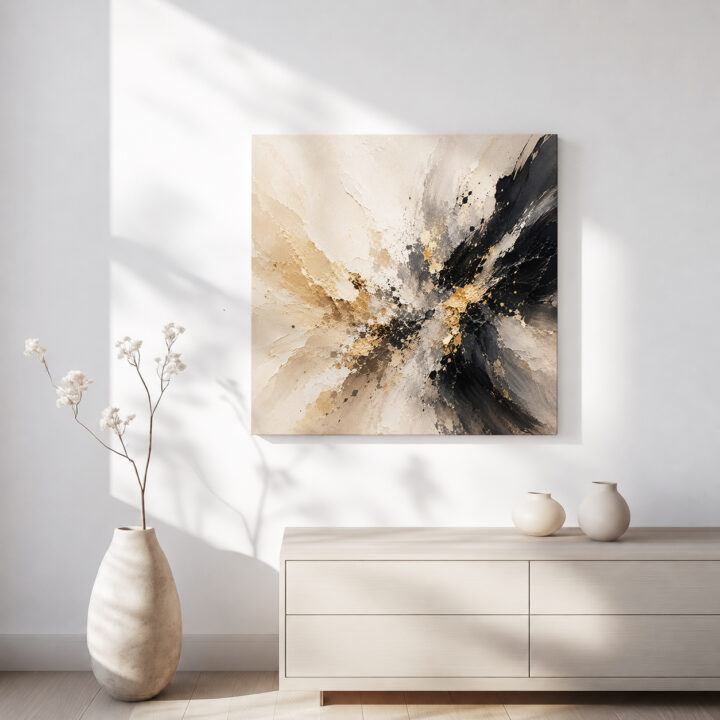 Leinwandbild Abstrakte Energie in Schwarzgold
