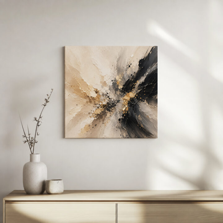 Canvas print Abstract Energy in Black and Gold