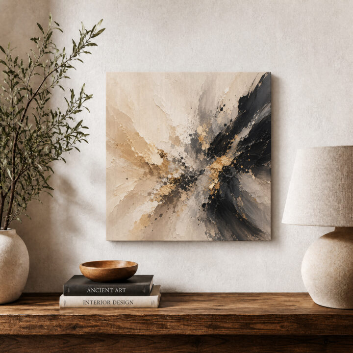 Leinwandbild Abstrakte Energie in Schwarzgold