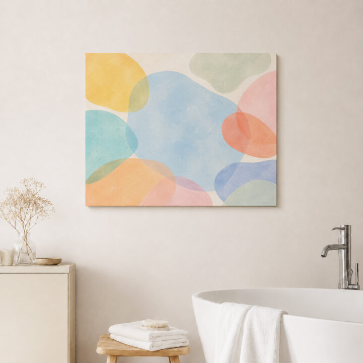 Leinwandbild Schwebende Formen in Pastell