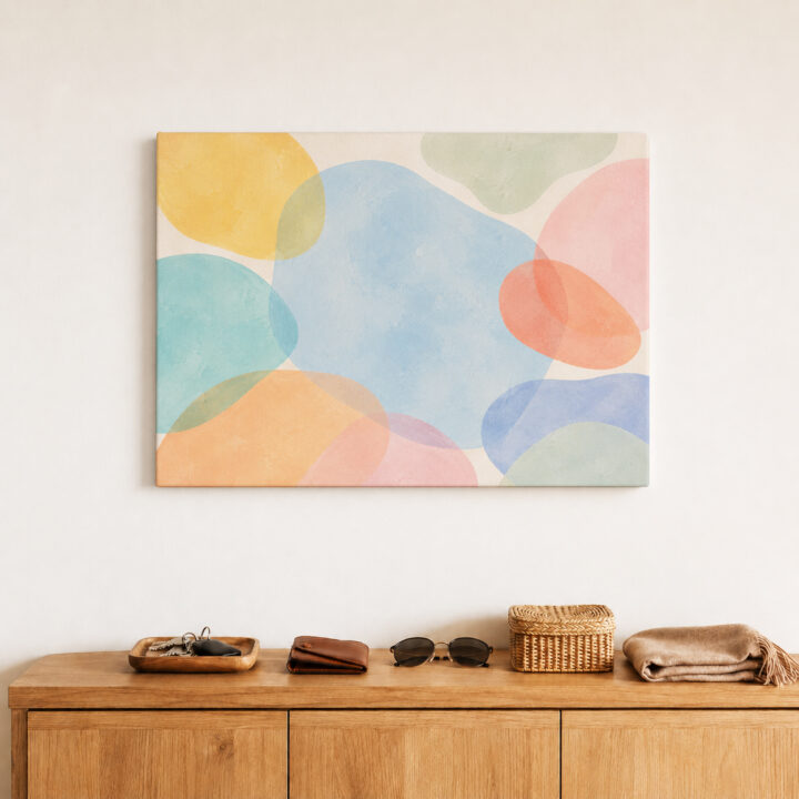Leinwandbild Schwebende Formen in Pastell