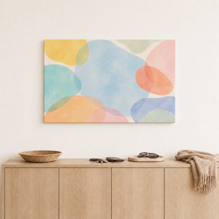 Leinwandbild Schwebende Formen in Pastell
