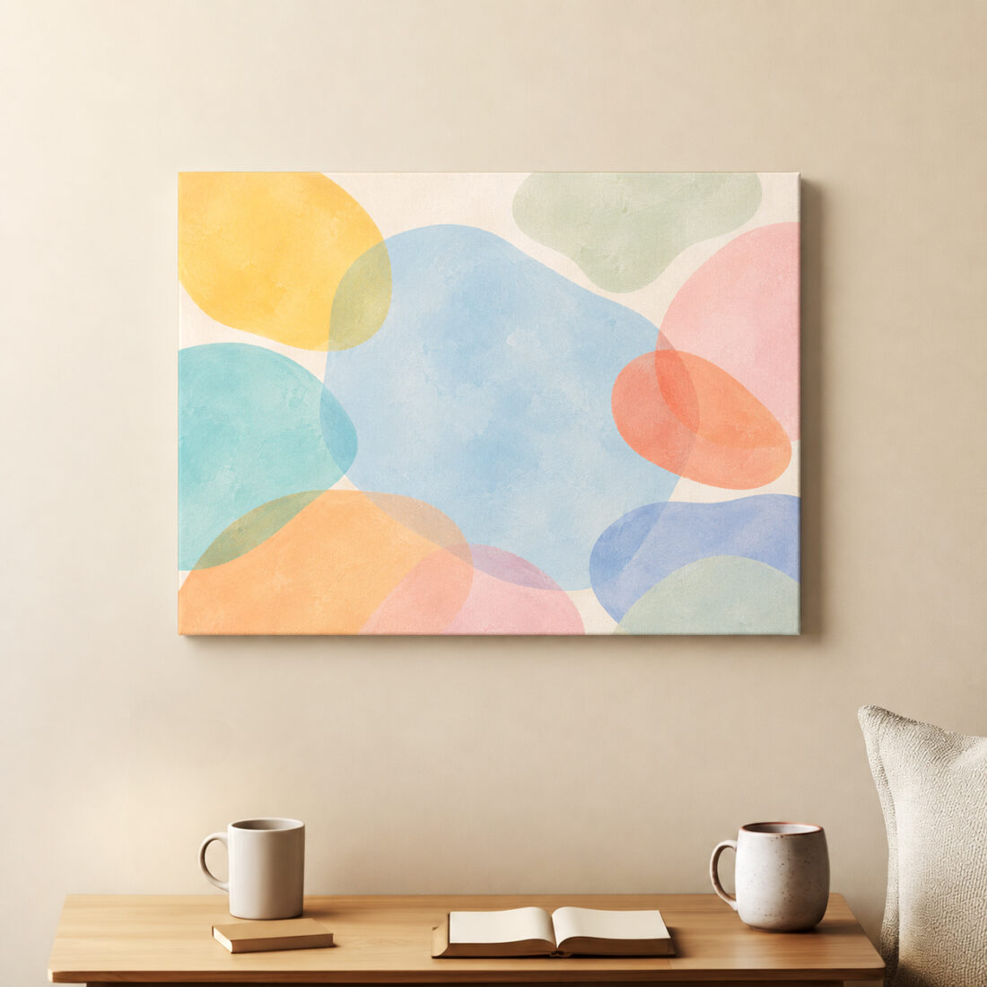 Leinwandbild Schwebende Formen in Pastell