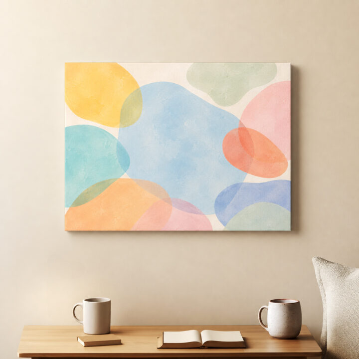 Leinwandbild Schwebende Formen in Pastell