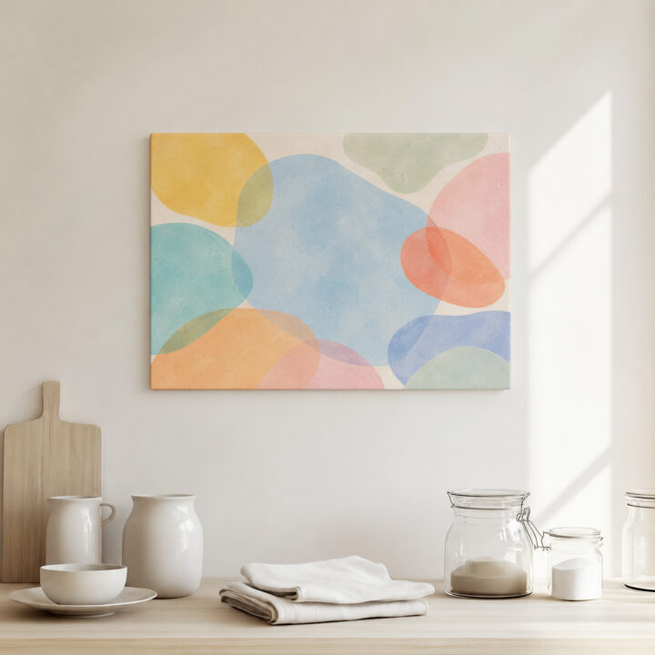 Leinwandbild Schwebende Formen in Pastell