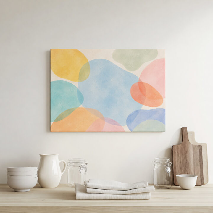 Leinwandbild Schwebende Formen in Pastell