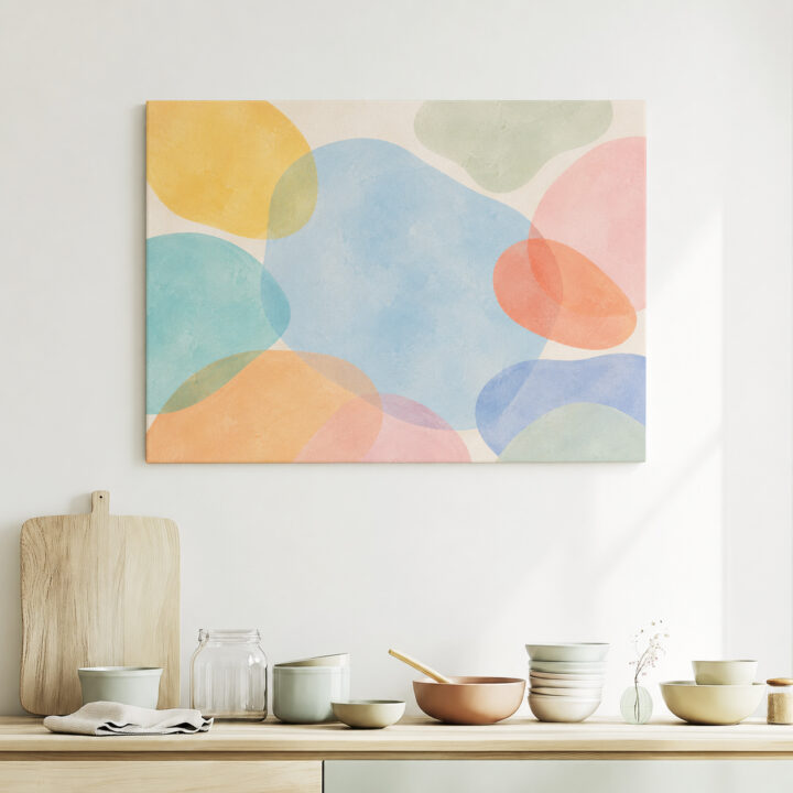 Leinwandbild Schwebende Formen in Pastell