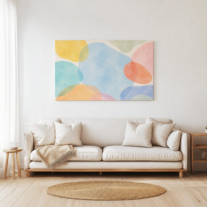 Leinwandbild Schwebende Formen in Pastell