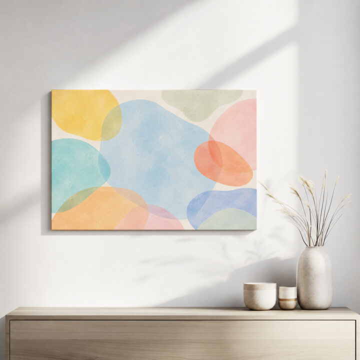 Leinwandbild Schwebende Formen in Pastell