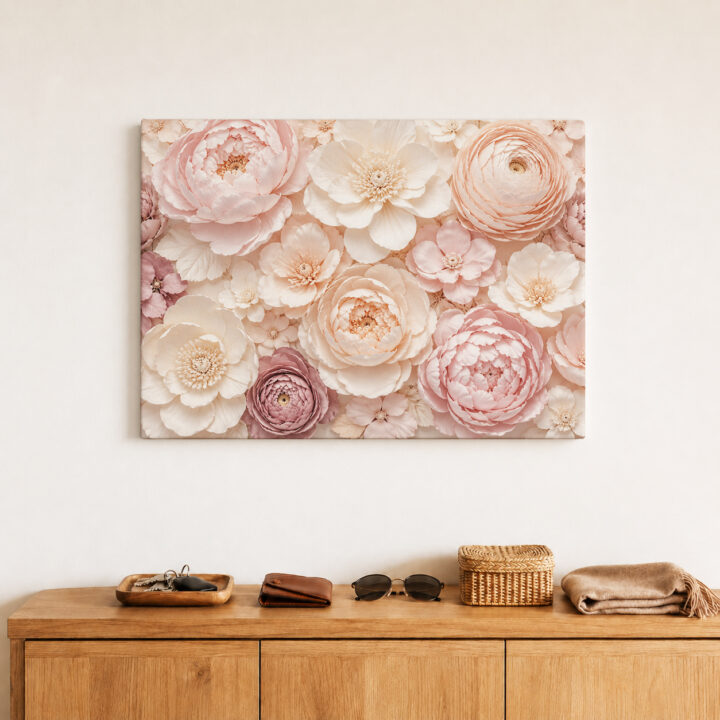 Leinwandbild Pastellblüten mit Blütenschichten