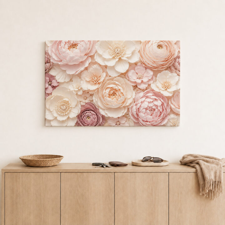 Leinwandbild Pastellblüten mit Blütenschichten