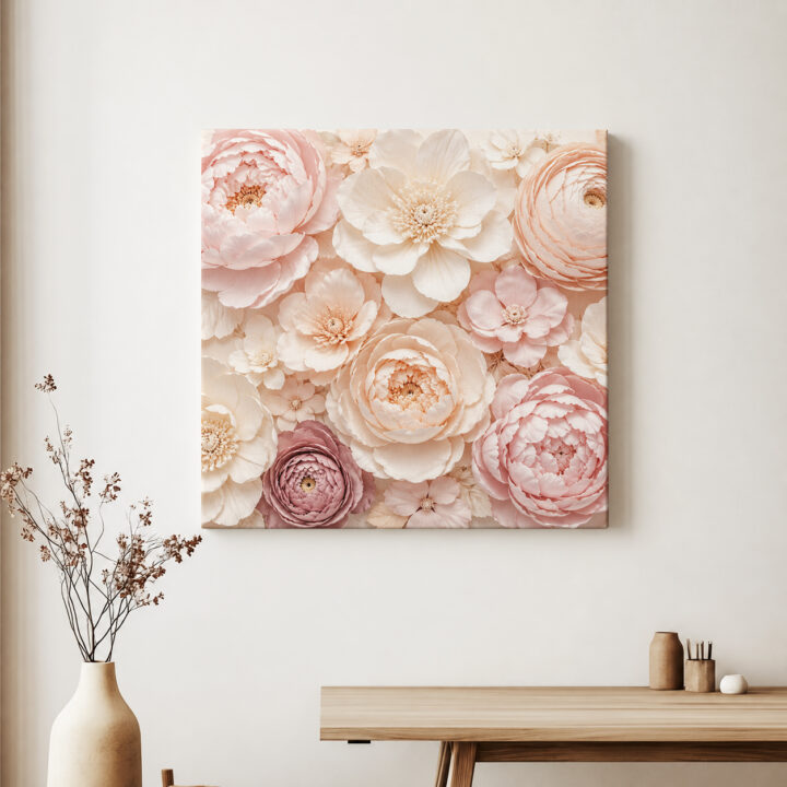 Leinwandbild Pastellblüten mit Blütenschichten