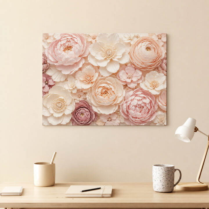 Leinwandbild Pastellblüten mit Blütenschichten