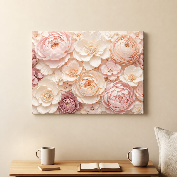 Leinwandbild Pastellblüten mit Blütenschichten