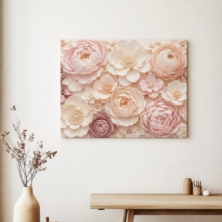 Leinwandbild Pastellblüten mit Blütenschichten