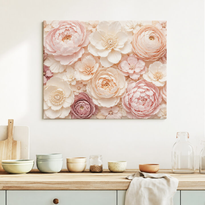 Leinwandbild Pastellblüten mit Blütenschichten