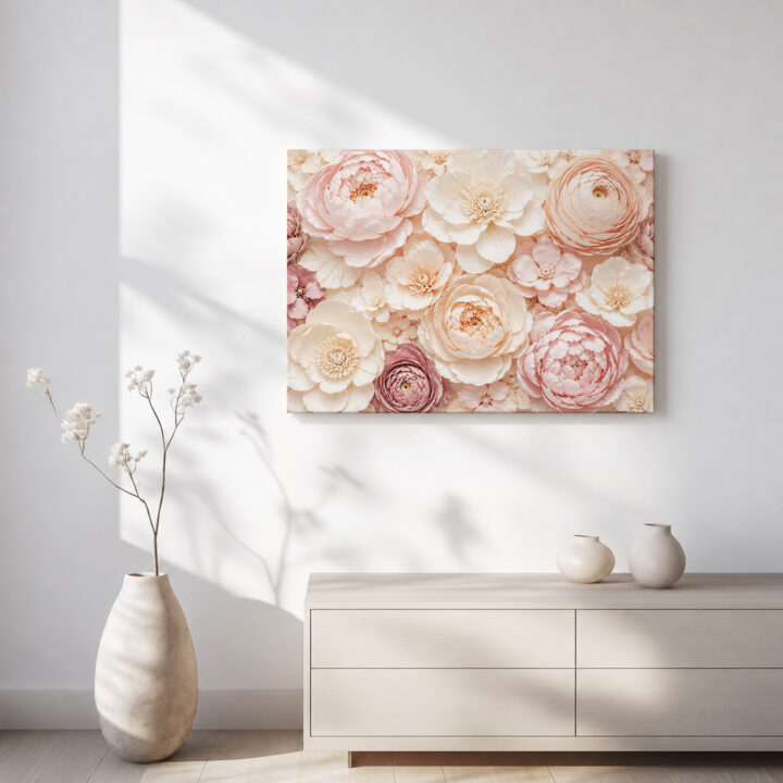 Leinwandbild Pastellblüten mit Blütenschichten